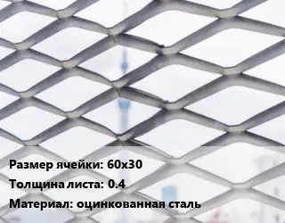 Сетка ЦПВС 60х30 s=0.4 оцинкованная сталь